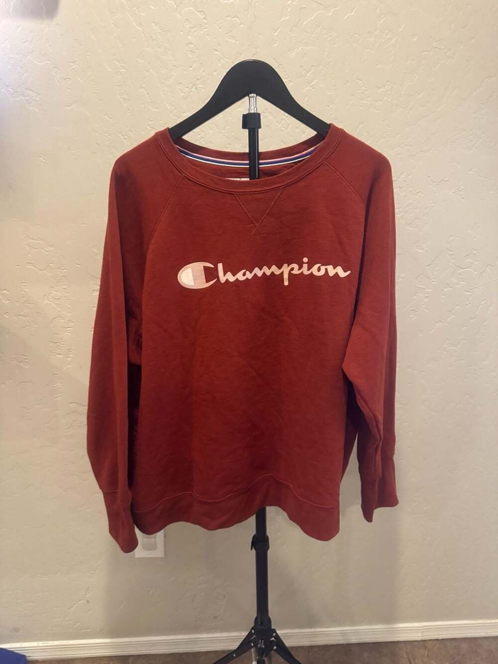Champion Crewneck Sweatshirt Size 3X Brick Red Script Logo Fleece